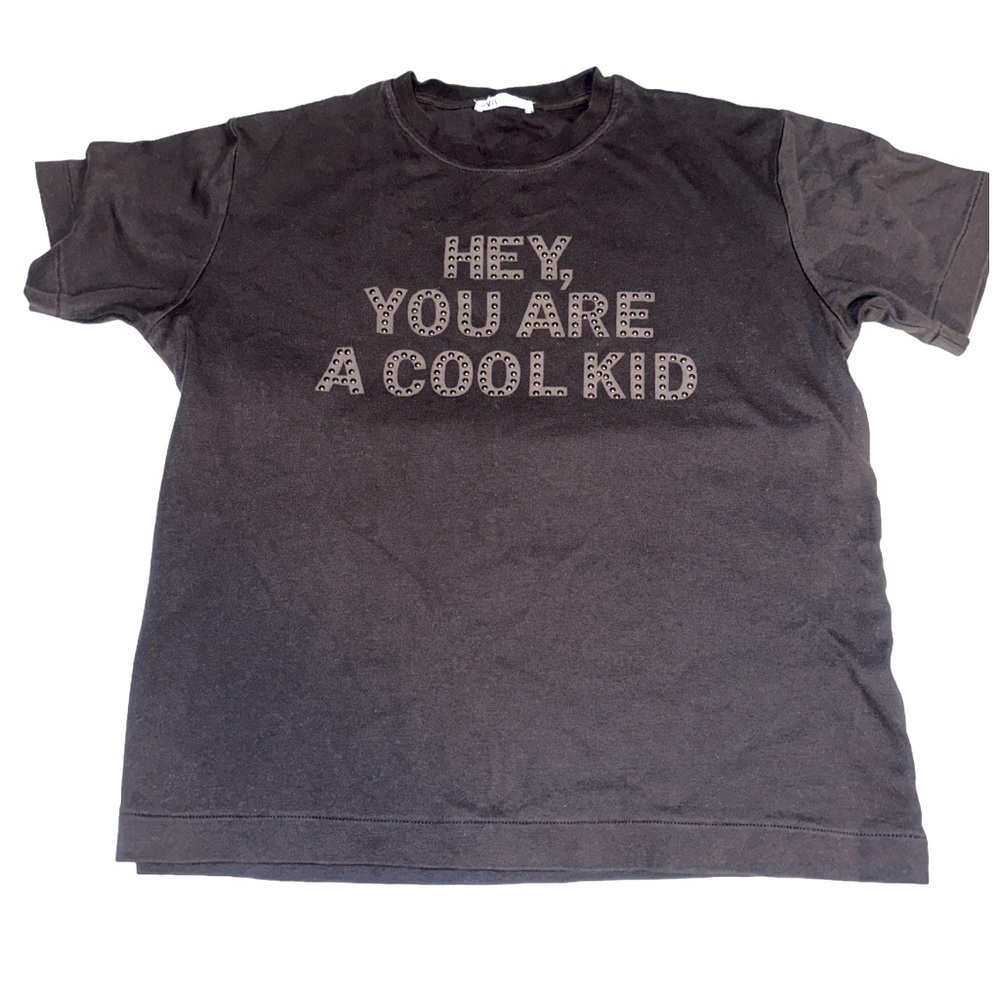 Zara- Menβs Studded βHey, You Are A Cool Kidβ T-shirt- Sz Large- NEW W/O TAGS